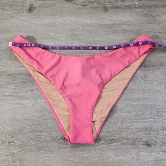 J. Crew Pink Curved Waist Cheeky Bikini Bottom New With Tags Womens Size XL - Picture 3 of 16